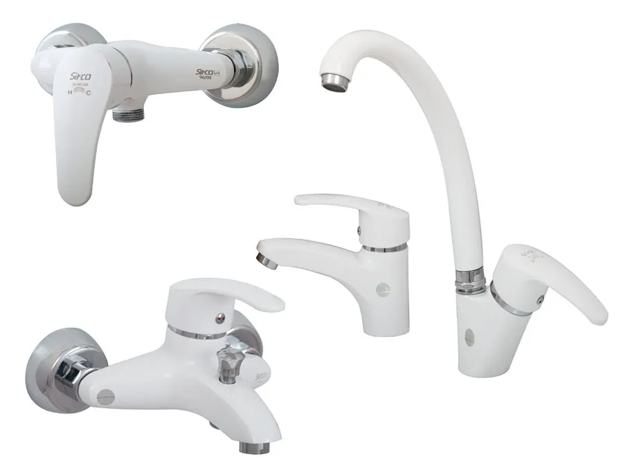 ست شیرآلات سیتکو مدل 565 سفید قیمت ست شیرآلات سیتکو مدل 565 سفید کروم